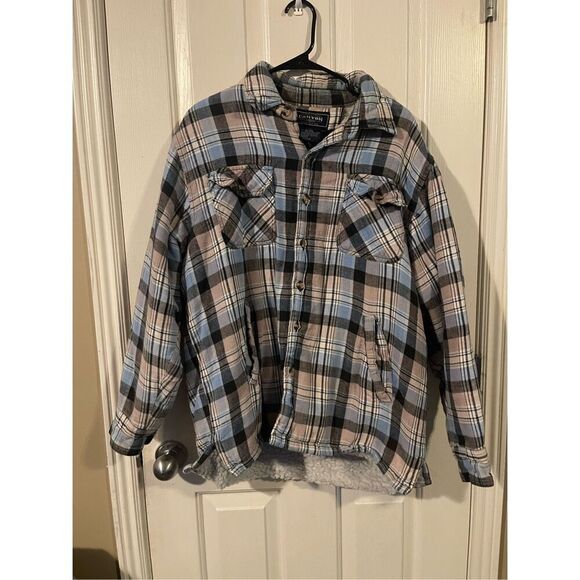 Canyon Creek Womens Multicolor Plaid Collared Faux Fur Lined Shacket Size Large - Picture 9 of 10